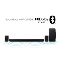 Soundbar Samsung HW-Q990B, com 11.1.4 canais, Dolby Atmos, Acoustic Beam, Sincronia Sonora e Alexa integrado